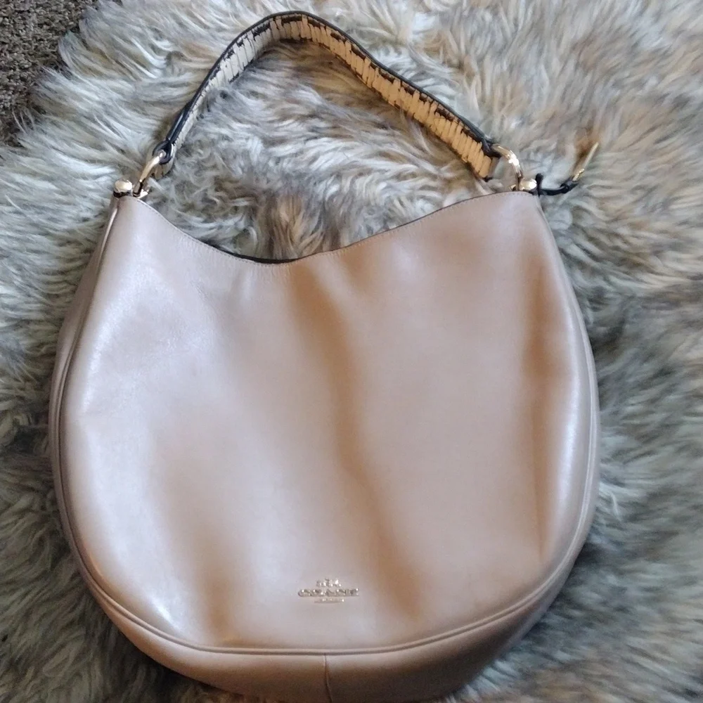 Coach Neutrals Tan Leather Hobo Bag